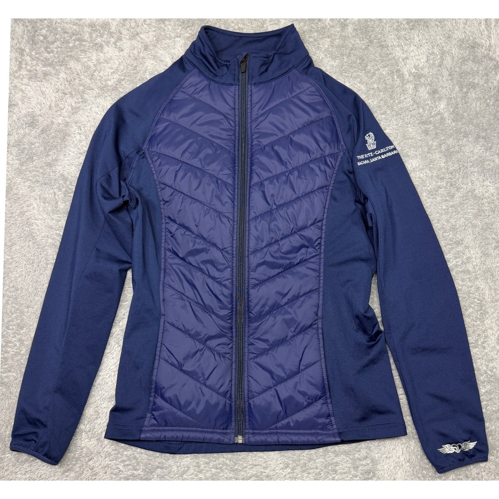 Straight Down Jacket Womens S Blue Quilted Ritz Carlton Bacara Santa Barbara